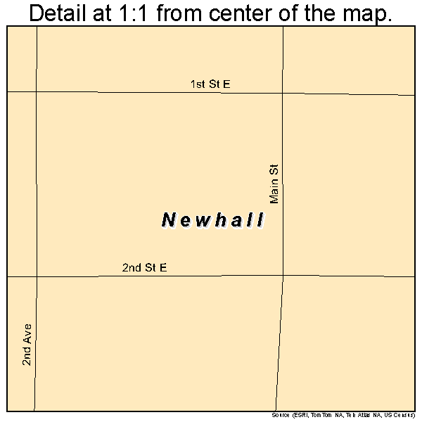 Newhall, Iowa road map detail