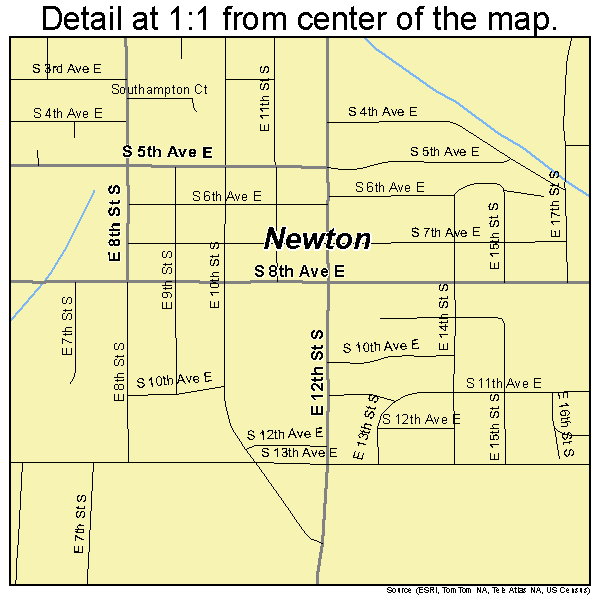 Newton, Iowa road map detail