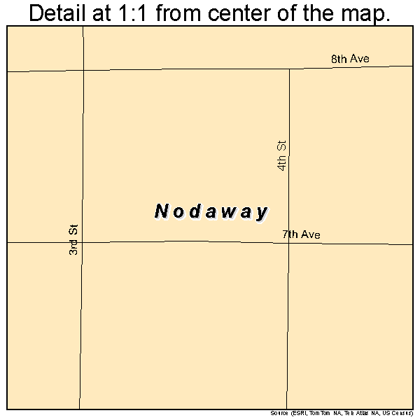 Nodaway, Iowa road map detail