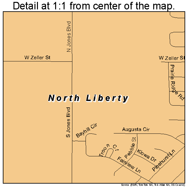 North Liberty, Iowa road map detail