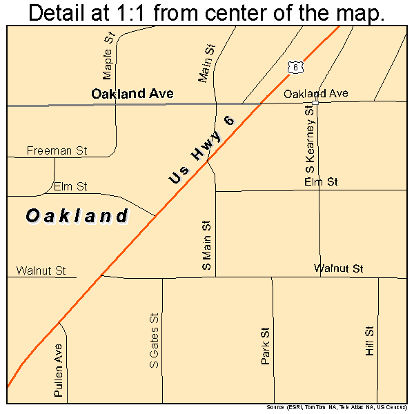 Oakland, Iowa road map detail