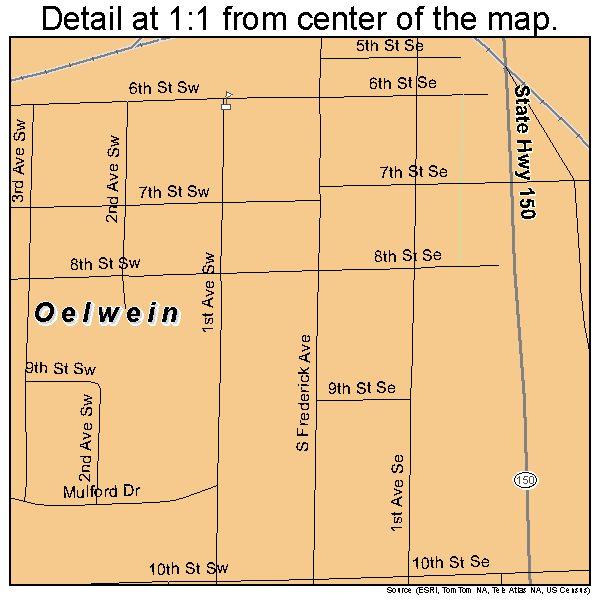 Oelwein, Iowa road map detail