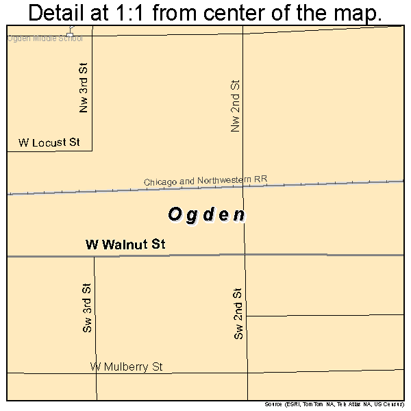 Ogden, Iowa road map detail