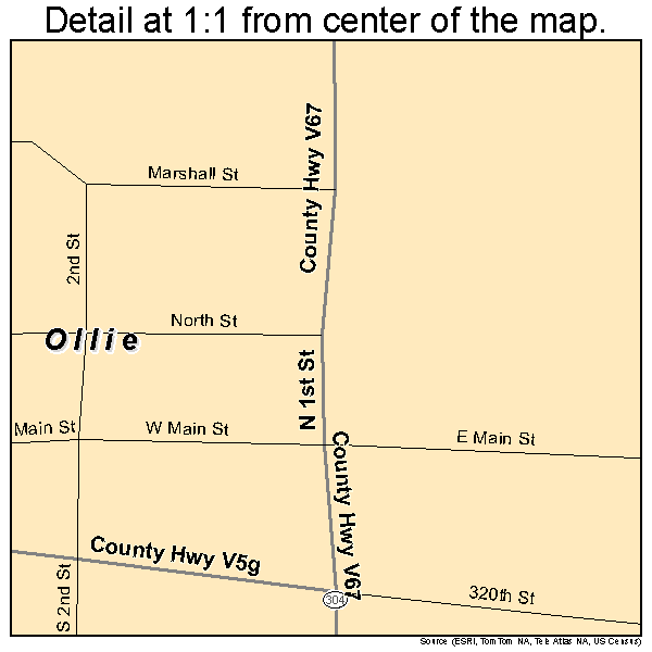Ollie, Iowa road map detail