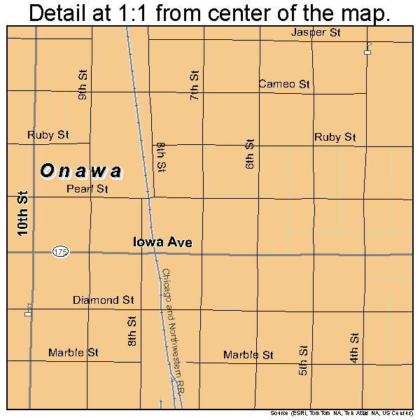 Onawa, Iowa road map detail