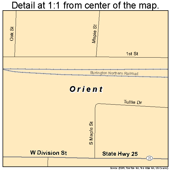 Orient, Iowa road map detail