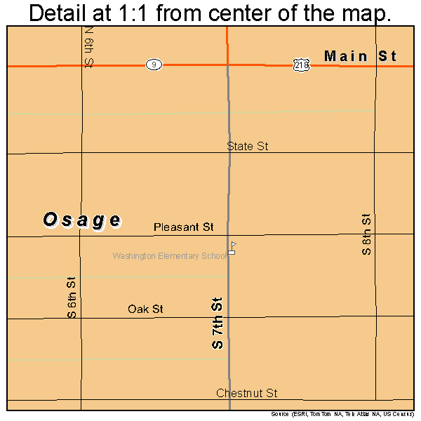 Osage, Iowa road map detail