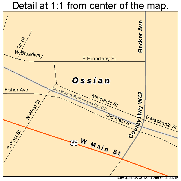 Ossian, Iowa road map detail