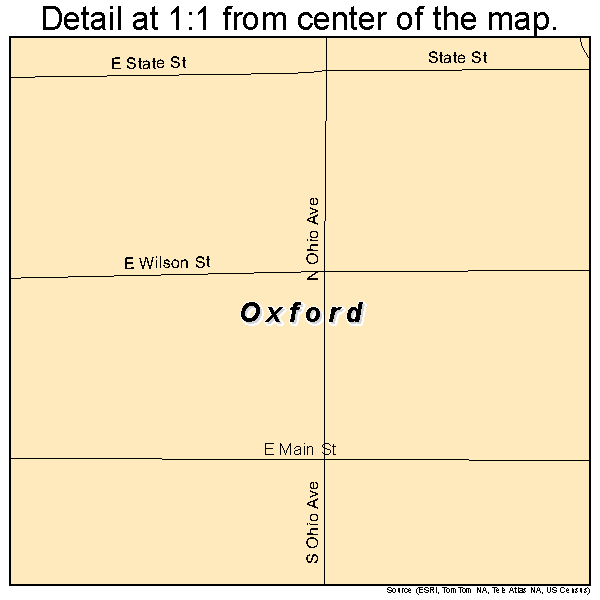 Oxford, Iowa road map detail