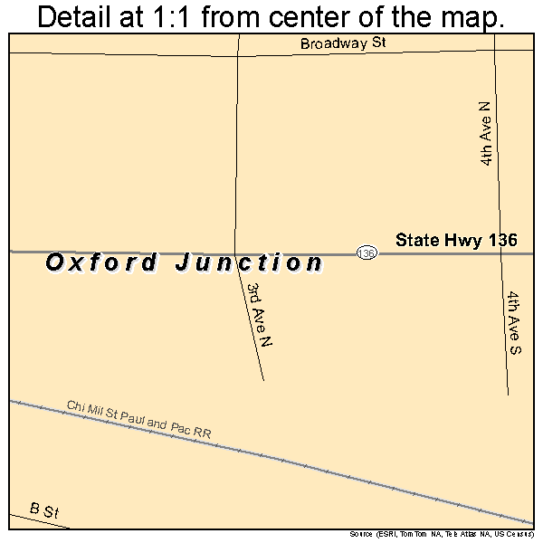 Oxford Junction, Iowa road map detail