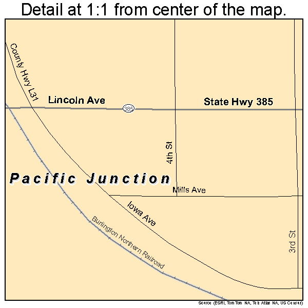 Pacific Junction, Iowa road map detail