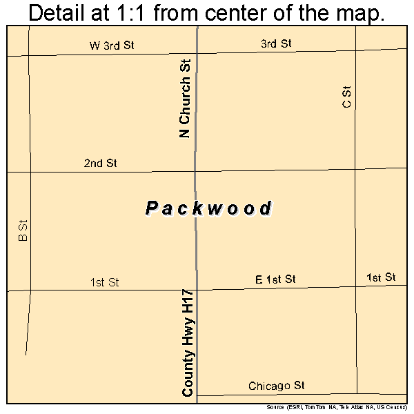 Packwood, Iowa road map detail