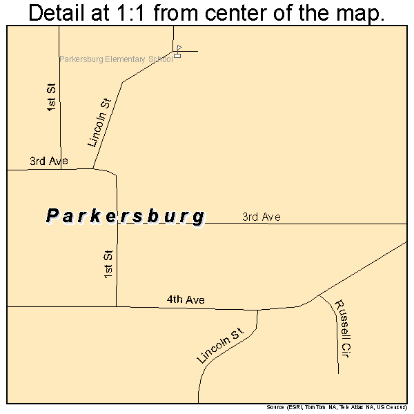 Parkersburg, Iowa road map detail