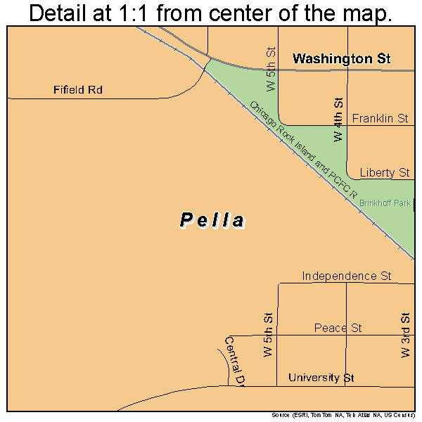 Pella, Iowa road map detail