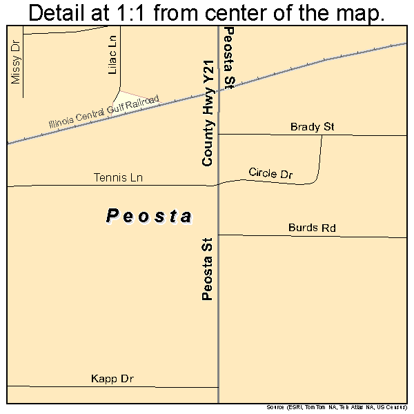 Peosta, Iowa road map detail