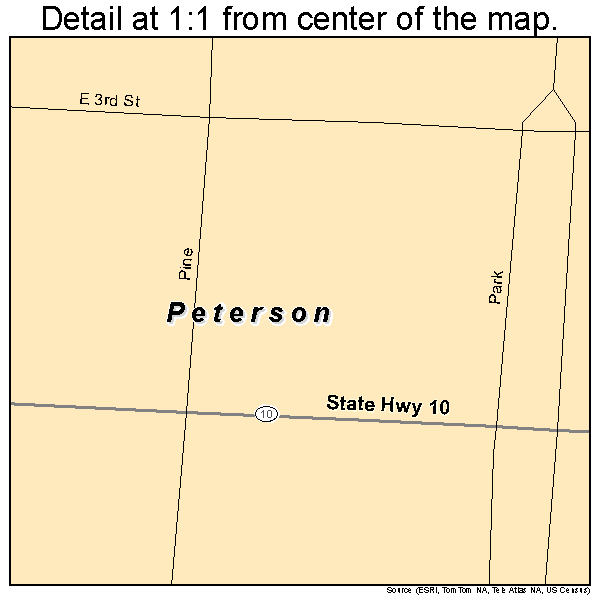 Peterson, Iowa road map detail