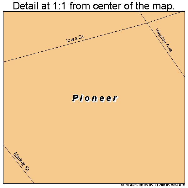 Pioneer, Iowa road map detail