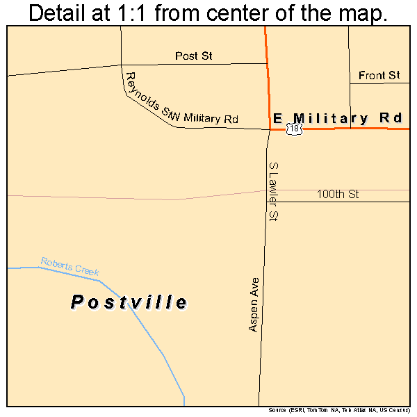 Postville, Iowa road map detail