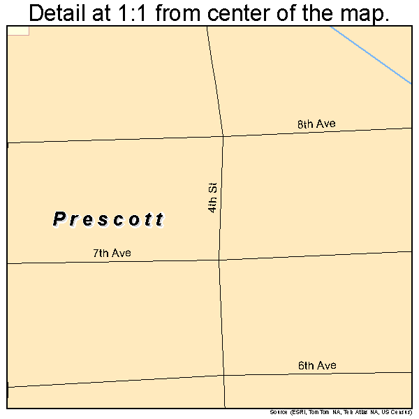 Prescott, Iowa road map detail