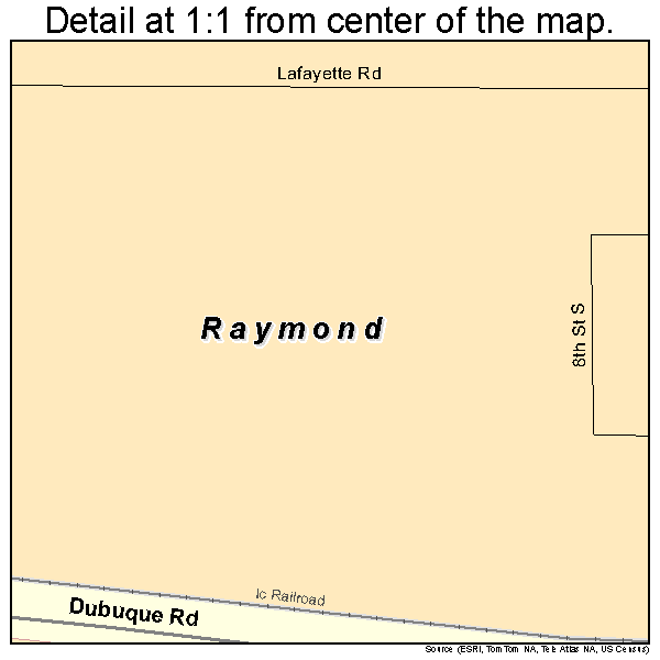 Raymond, Iowa road map detail
