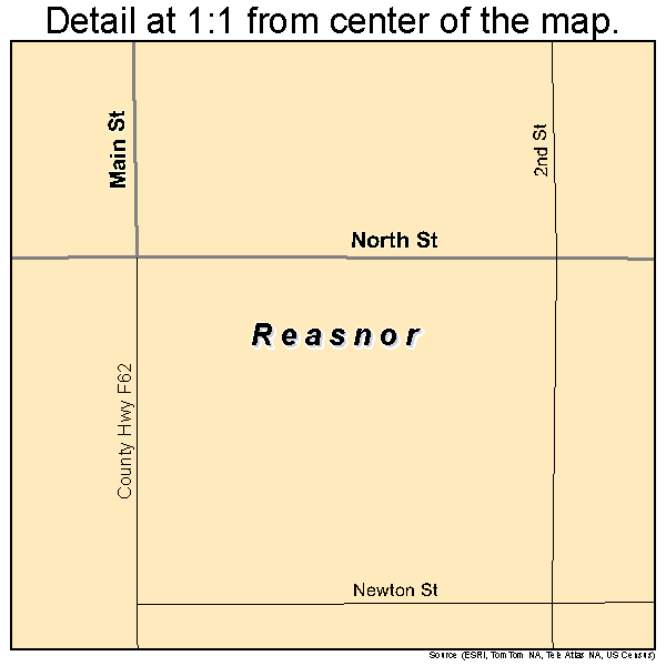 Reasnor, Iowa road map detail