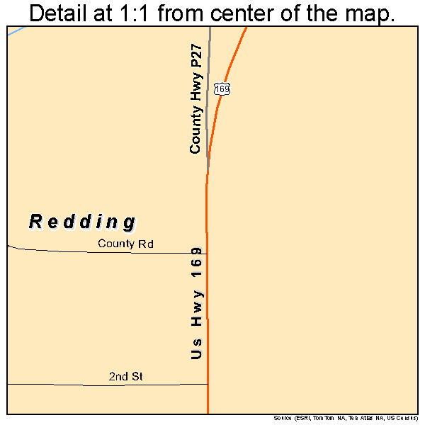 Redding, Iowa road map detail
