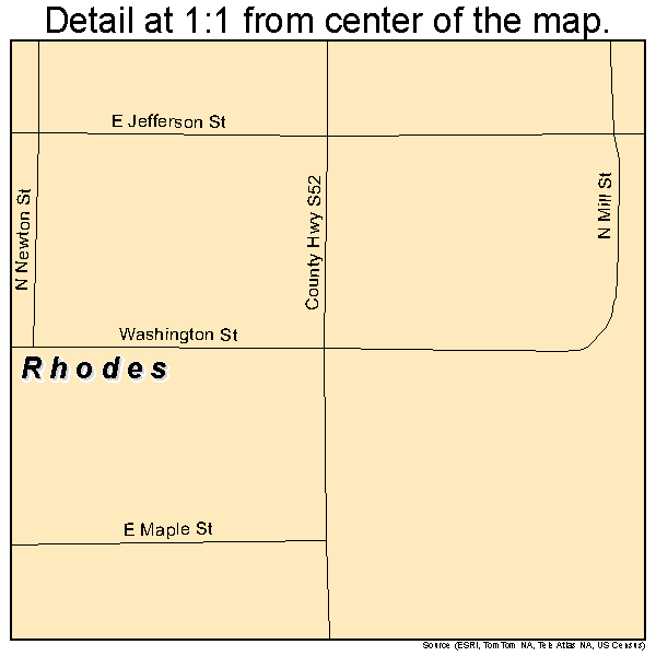 Rhodes, Iowa road map detail