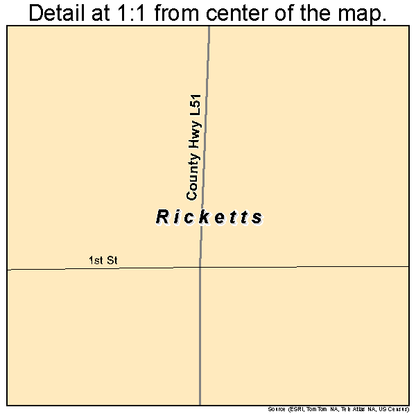 Ricketts, Iowa road map detail
