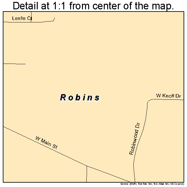 Robins, Iowa road map detail