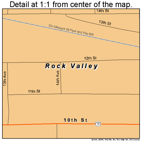 Rock Valley, Iowa road map detail