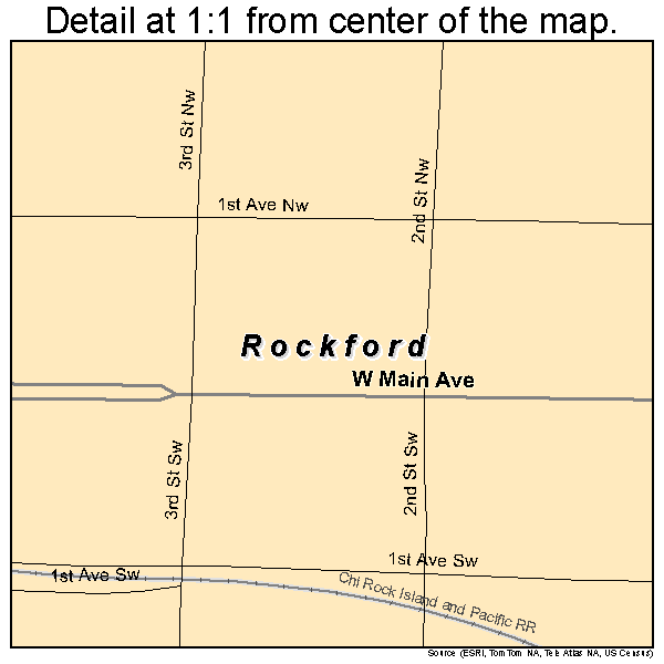 Rockford, Iowa road map detail