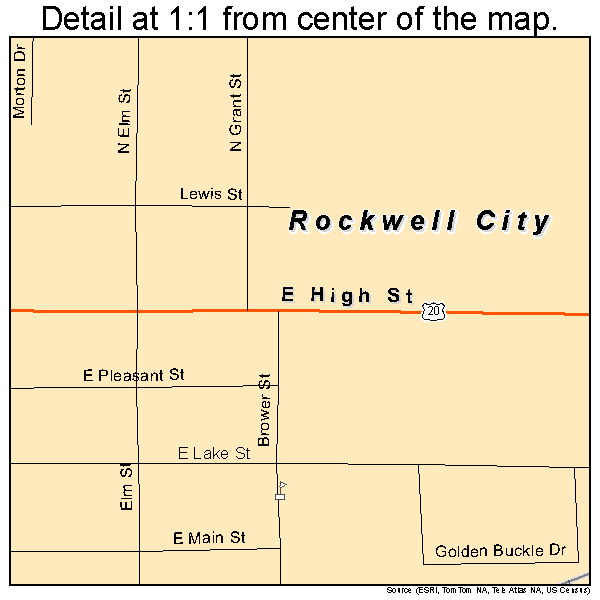 Rockwell City, Iowa road map detail