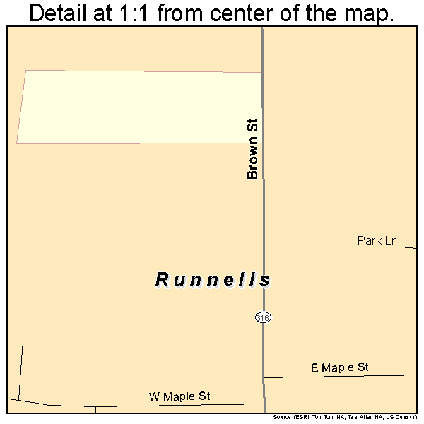 Runnells, Iowa road map detail