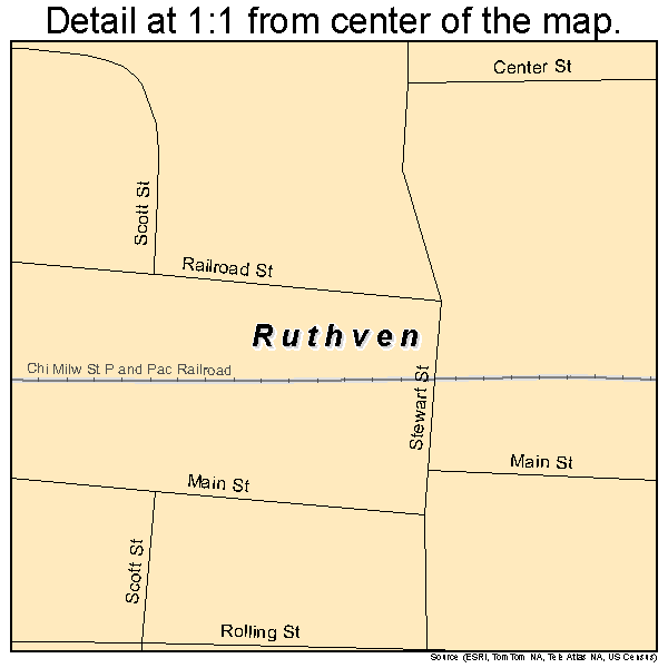 Ruthven, Iowa road map detail