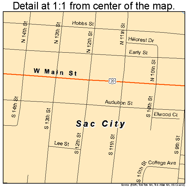 Sac City, Iowa road map detail