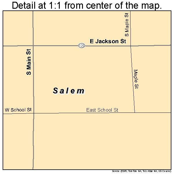 Salem, Iowa road map detail