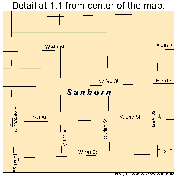 Sanborn, Iowa road map detail