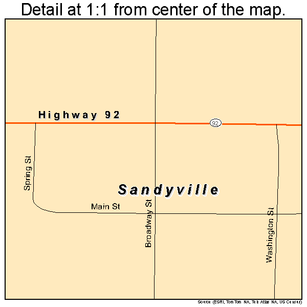 Sandyville, Iowa road map detail