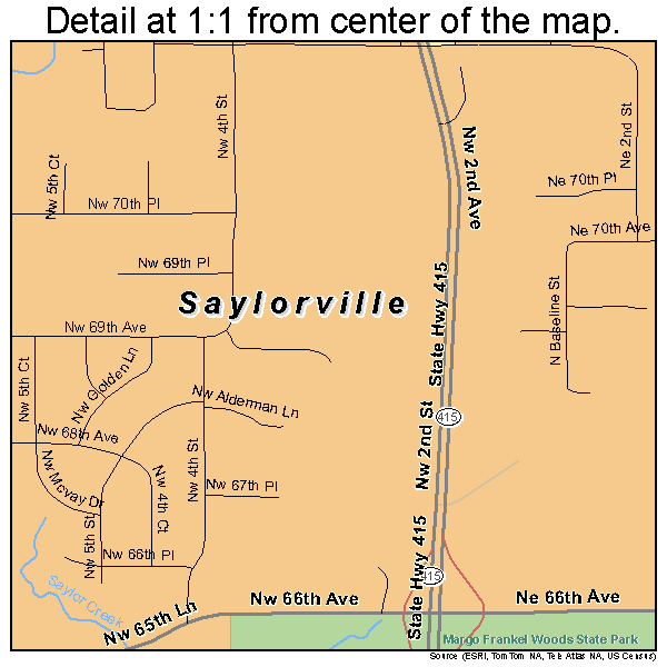Saylorville, Iowa road map detail