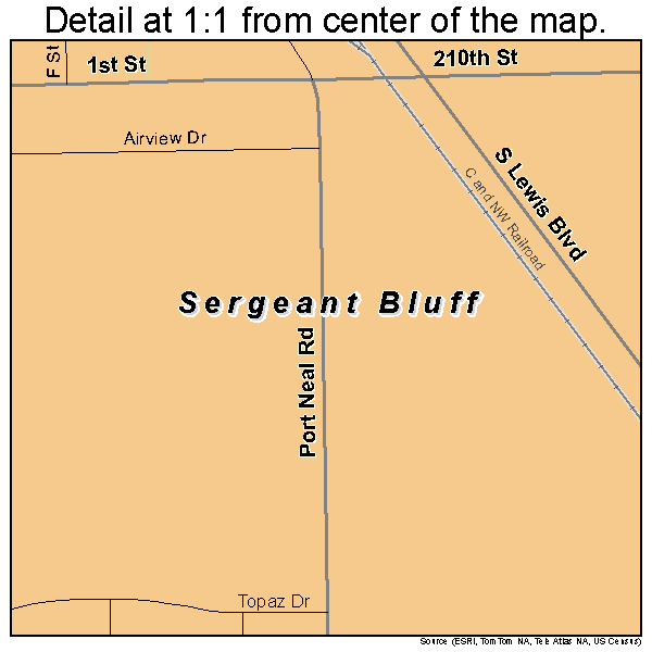 Sergeant Bluff, Iowa road map detail