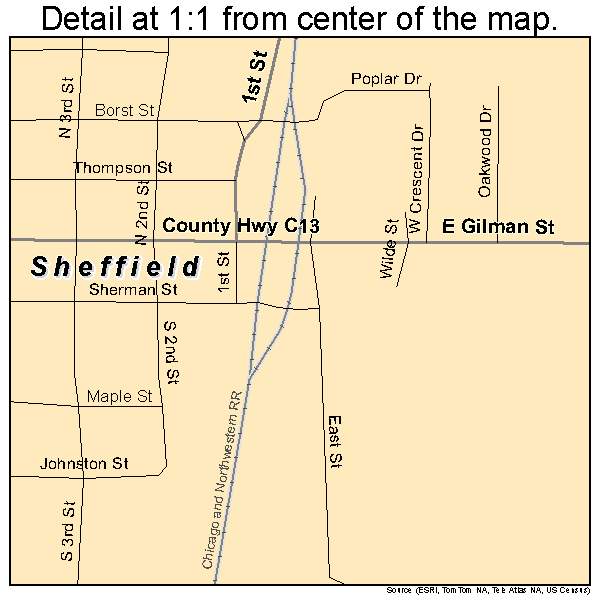 Sheffield, Iowa road map detail