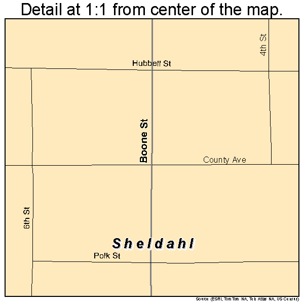 Sheldahl, Iowa road map detail