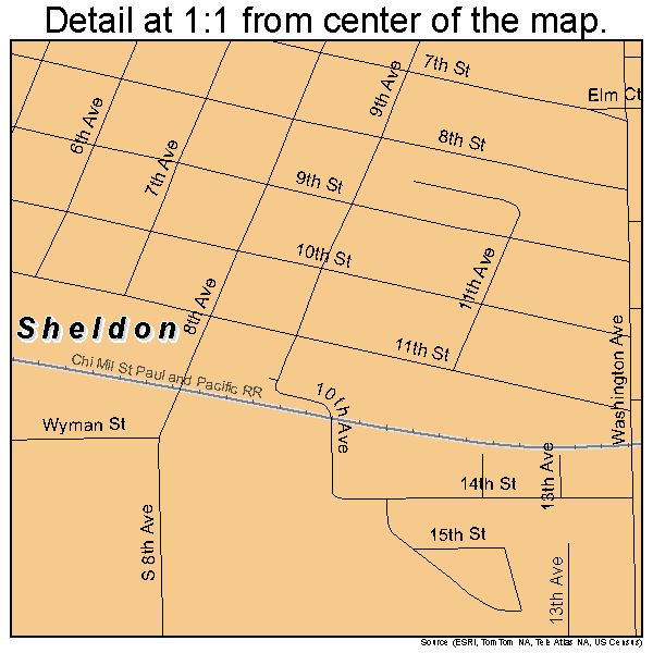 Sheldon, Iowa road map detail