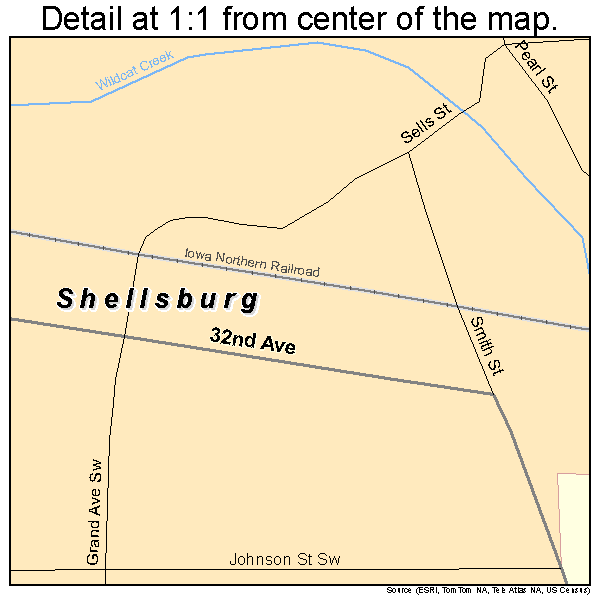 Shellsburg, Iowa road map detail