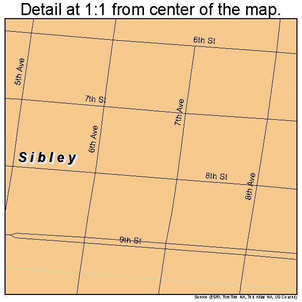 Sibley, Iowa road map detail