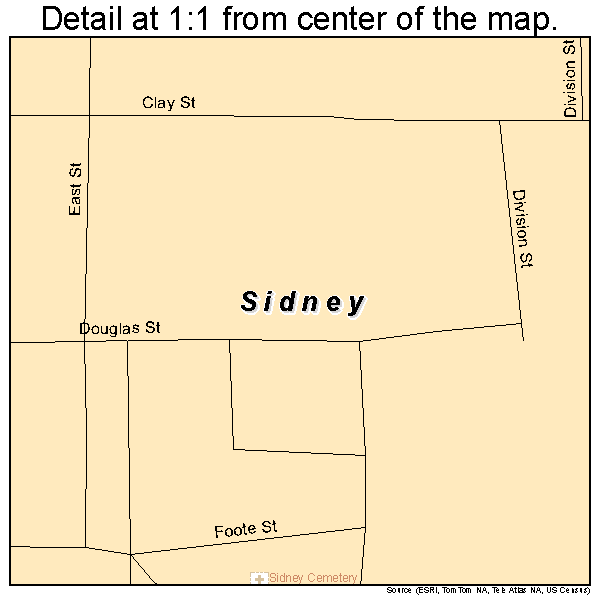 Sidney, Iowa road map detail