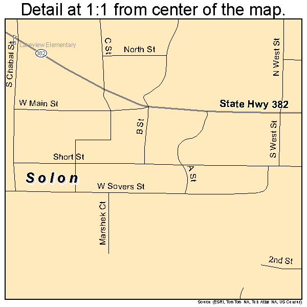 Solon, Iowa road map detail