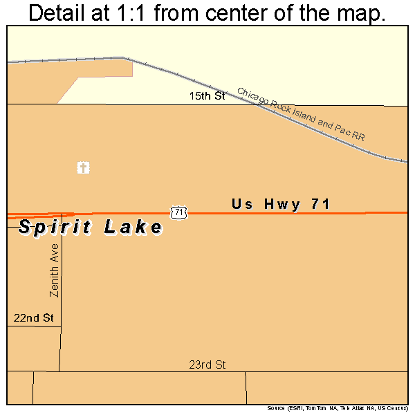Spirit Lake, Iowa road map detail