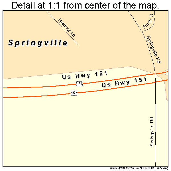 Springville, Iowa road map detail