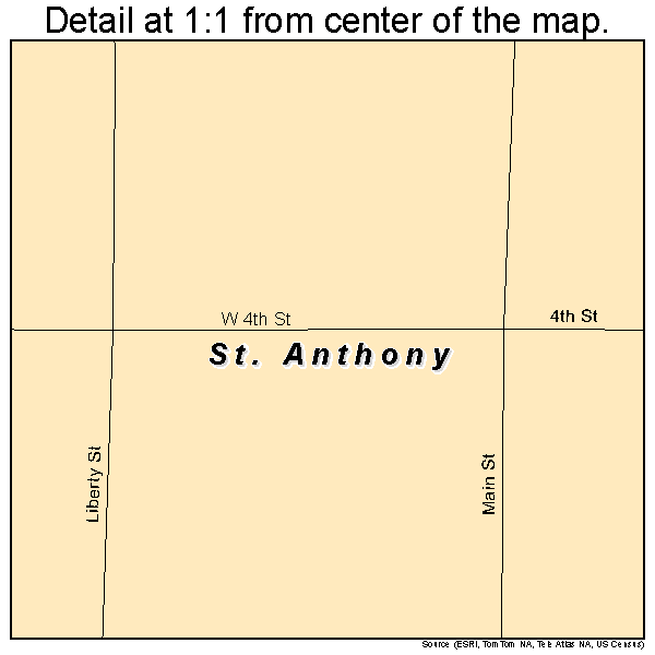 St. Anthony, Iowa road map detail